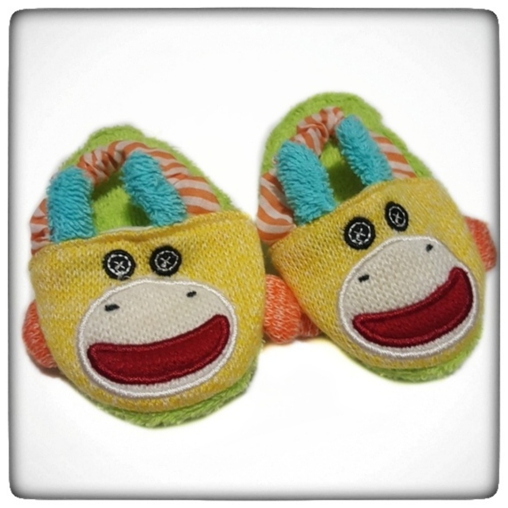 Baby Starters Monkey Sock Baby Slippers- Size 0-9M